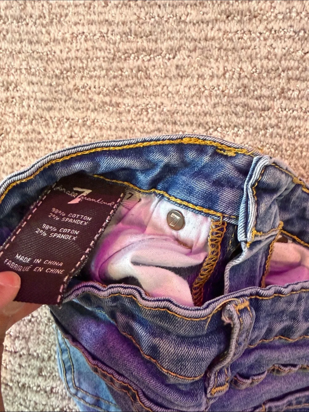 7 For All Mankind Blue Distressed Kids Denim Shorts